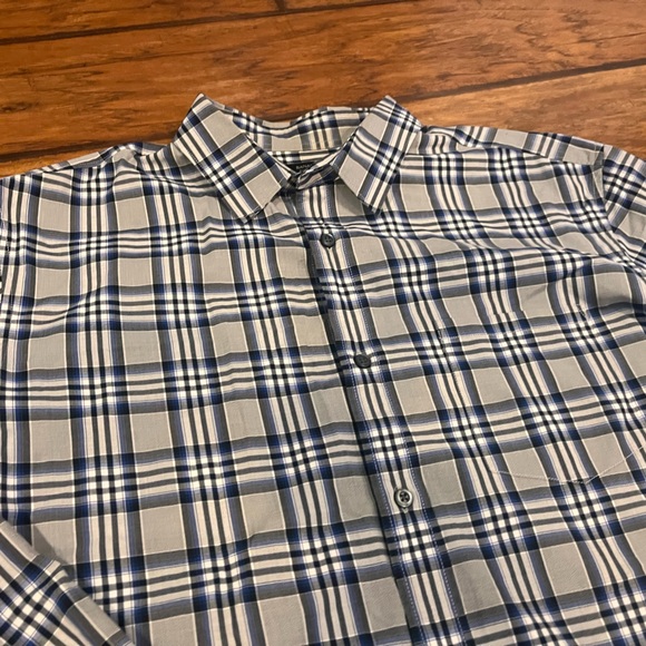 Banana Republic dress shirt mens XL Camden Fit gray blue plaid button down nice! - Picture 3 of 10